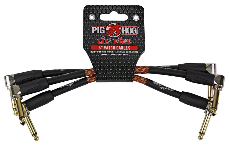 Pig Hog Lil Pigs "Western Plaid" 6in Patch Cables - 3 Pack