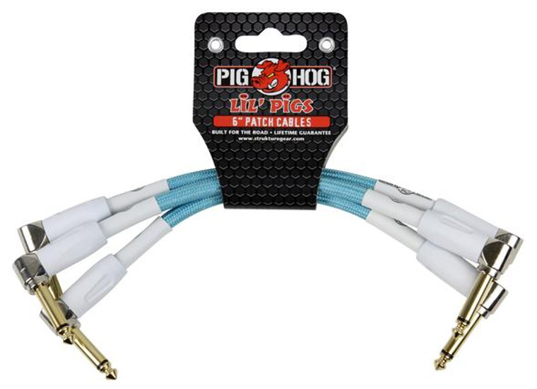 Pig Hog Lil Pigs "Daphne Blue' 6in Patch Cables - 3 Pack
