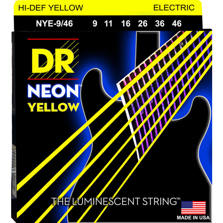 DR Hi Def Neon Yellow Colored Strings - Light to Medium 9-46