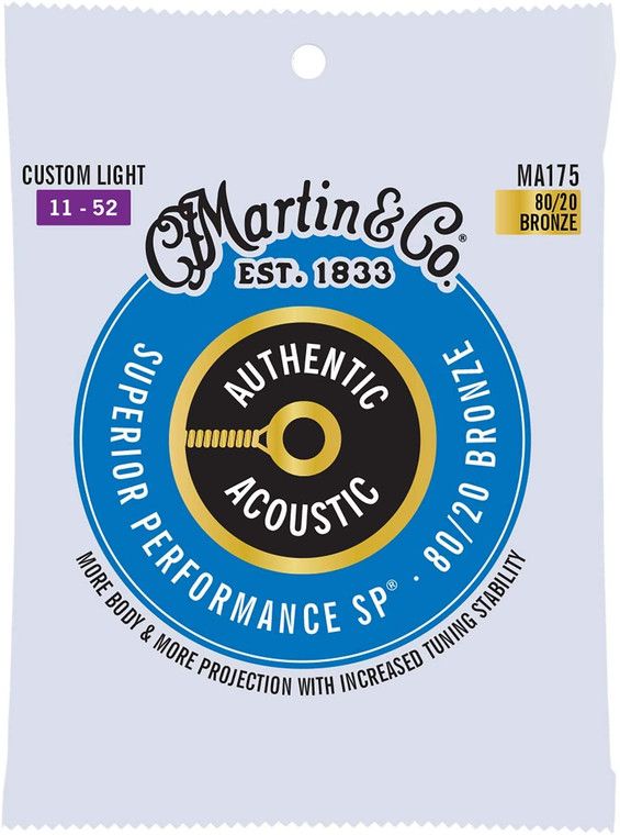 Martin Authentic Acoustic SP Guitar Custom Light Set - Phosphor Bronze 11-52