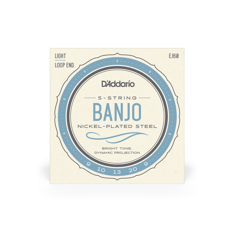 D'Addario 5 String Regular Light Banjo Set - Nickel 09-20