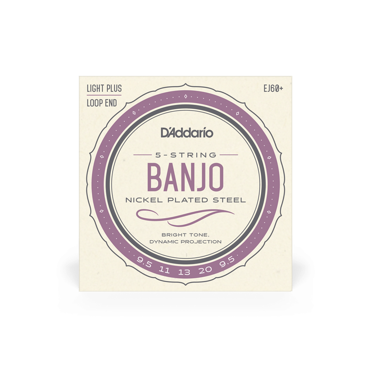 D'Addario 5 String Light Plus Banjo Set - Nickel 9.5-20
