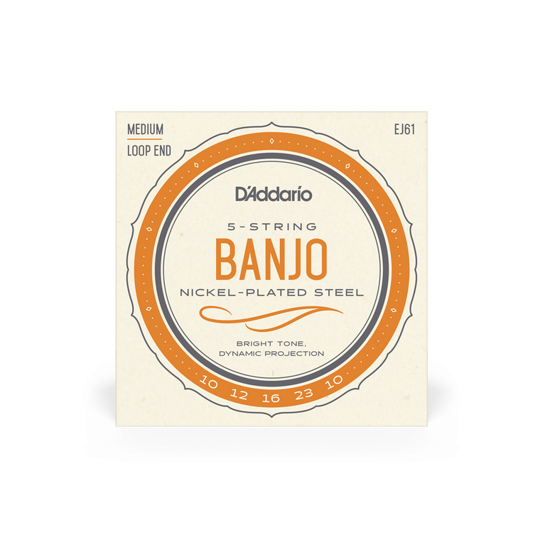 D'Addario 5 String Medium Banjo Set - Nickel 10-23