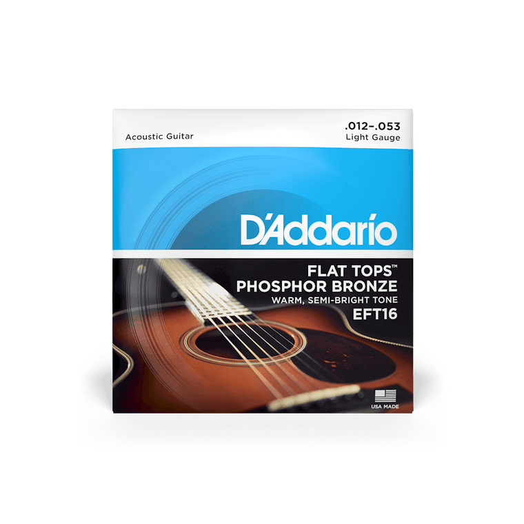 D'Addario Flat Tops Regular Light Acoustic Set - Phosphor Bronze 12-53