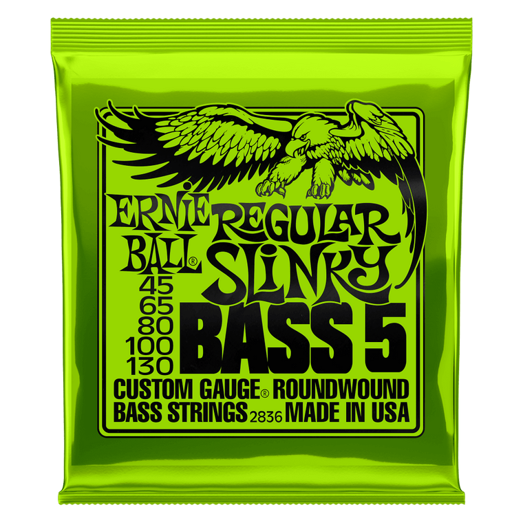 Ernie Ball Regular Slinky 5 String Nickel Wound Electric Bass Strings - 45-130 Gauge