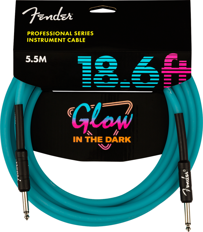 Fender Professional Series Glow in the Dark Cable - Blue 18.6ft