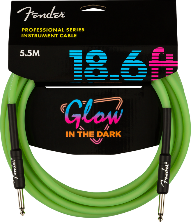 Fender Professional Series Glow in the Dark Cable - Green 18.6ft