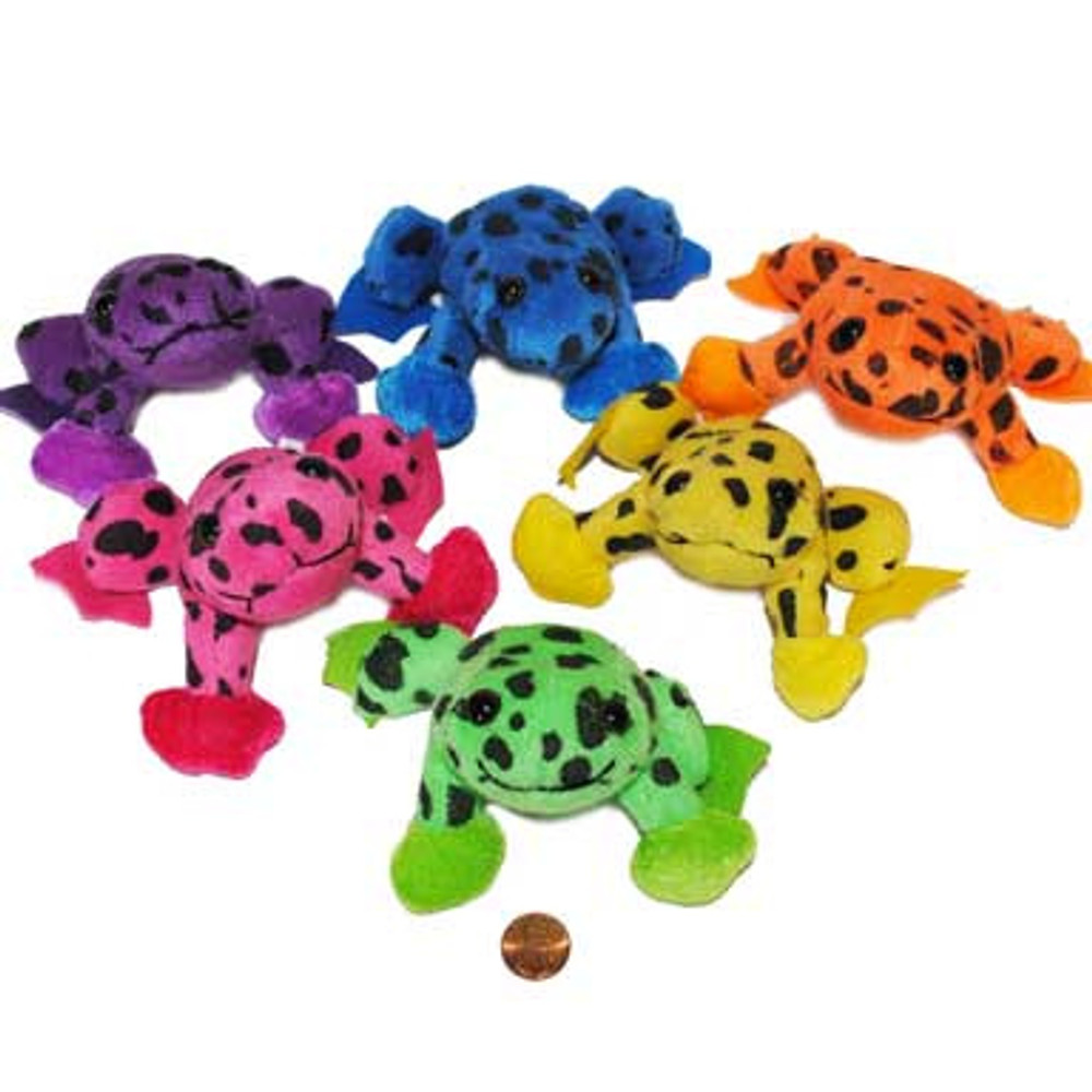 Spotted Neon Stuffed Frogs Carnival Game Supplies