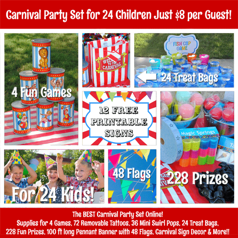 Carnival Party Supplies Prizes Games Decor For 24 Kids 8 Each Guest Carnival Savers