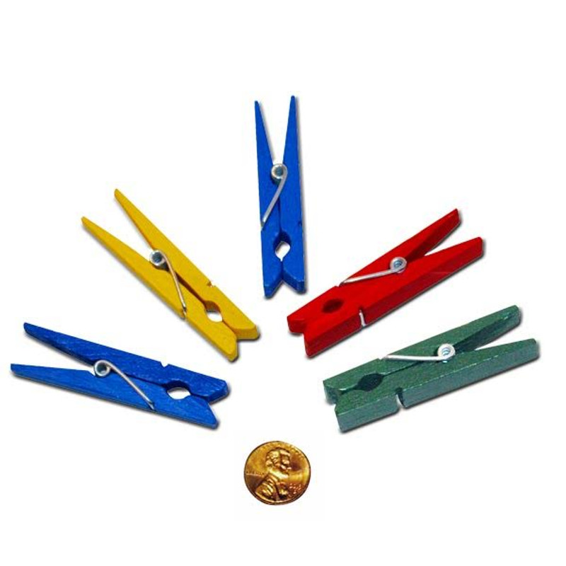 Wooden Bright Colored Clothespins - Fun Colored Craft & Carnival Supply