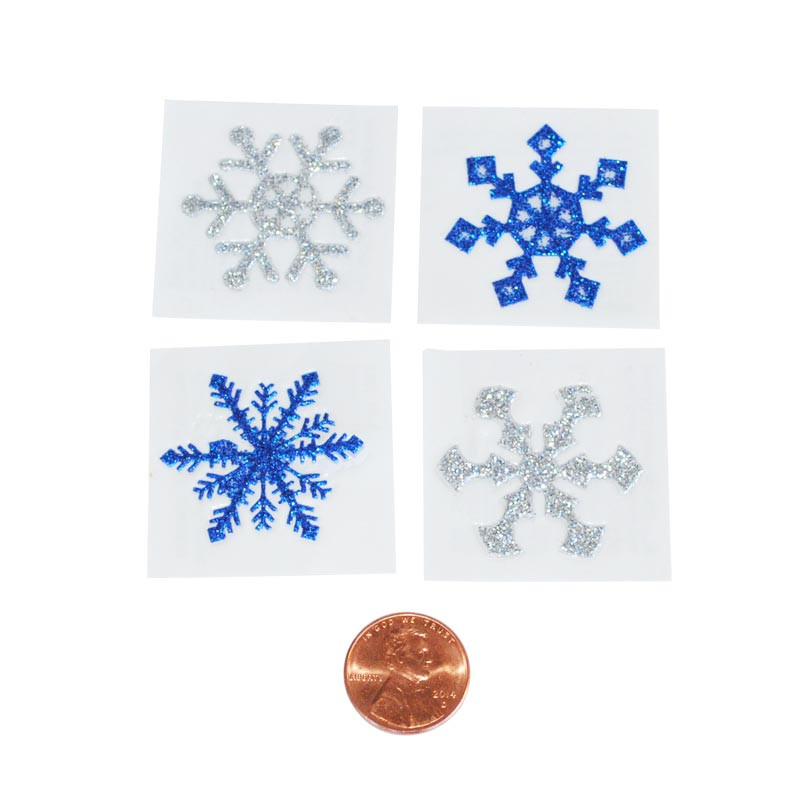 Glitter Blue and Silver Snowflake Removable Tattoos - Add Glitz to