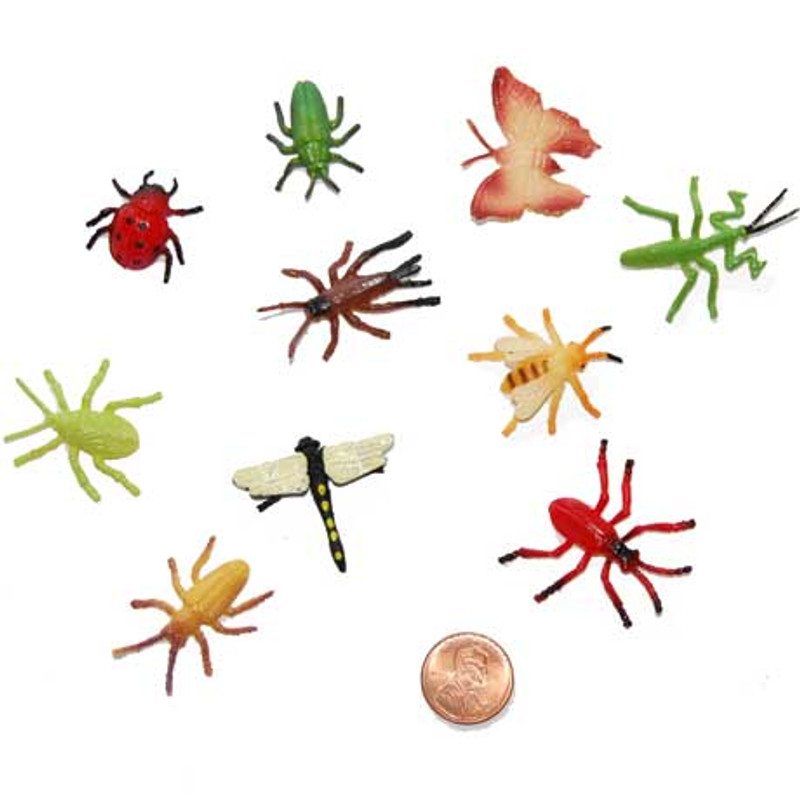 small plastic toy bugs