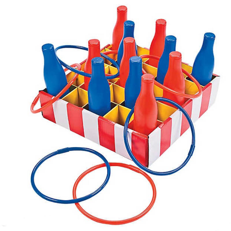 Plastic Soda Bottle Ring Toss Game (12 bottles, 12 rings 1 base)