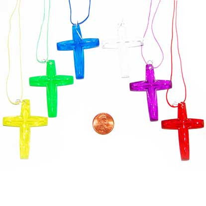 Plastic Crystal Cross Necklace Quality Christian Necklaces