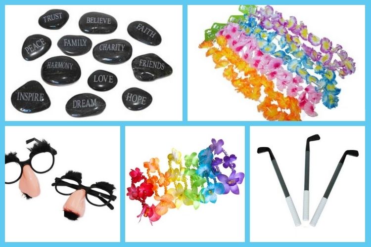 Adult carnival prizes - flower leis, ankle bracelets, unique pens!