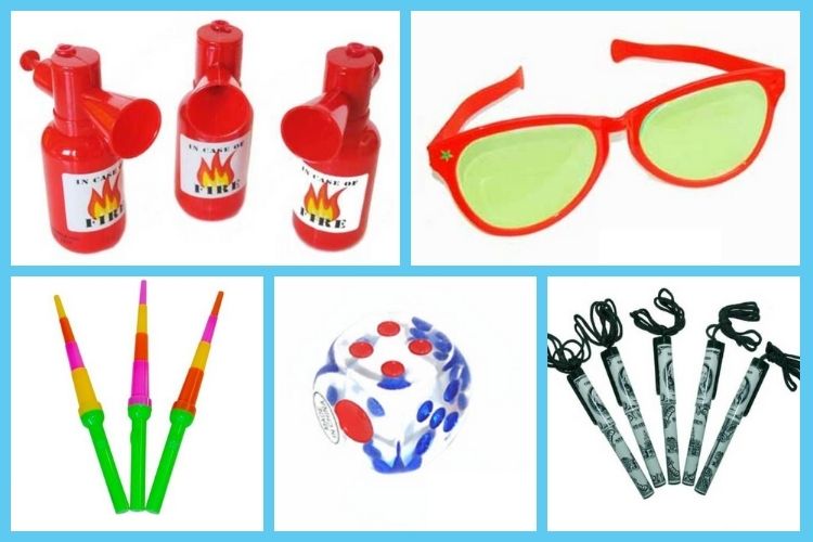 Adult carnival prizes - silly glasses, squirters, pens on a rope and more!