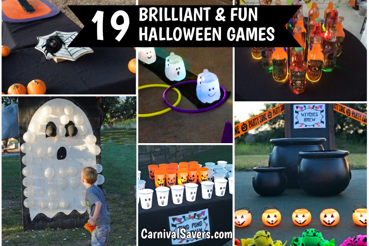 Collage of Hallween Games including Glowing Ghosts, Boo-loon Pop, Jumping Spiders and more!