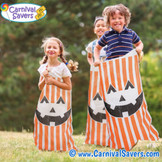 Fall Game - Pumpkin Sack Races with Children Playing Game