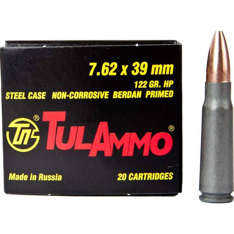 TulAmmo 7.62x39 HP 122GR Russian Mfg. Ammo 20rds - Centerfire Systems