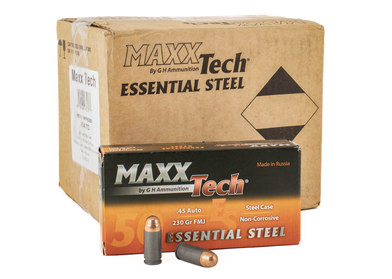 MaxxTech 45 ACP 230gr FMJ - Steel Case - 500 Rounds - Centerfire
