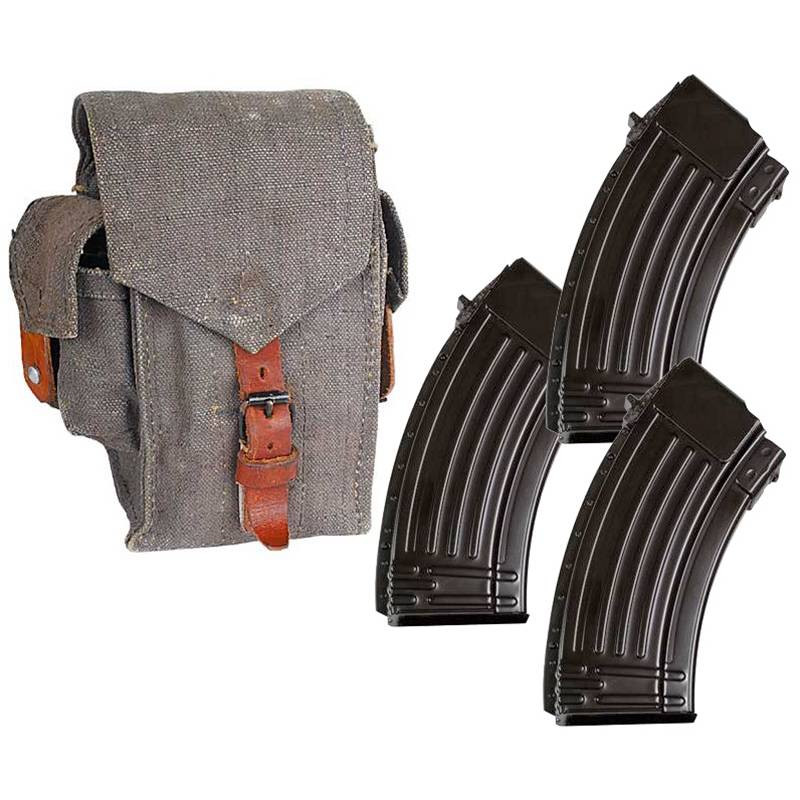 Korean 20rd AK-47 7.62x39 Mag Package - 3 Steel Mags and Pouch