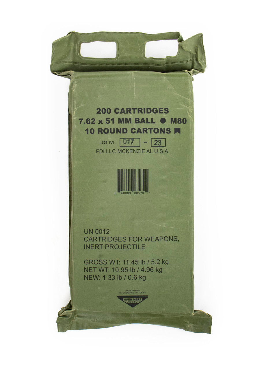 FDI 7.62X51 NATO (308) 149 GR FMJ M80 BALL - 200rd BATTLE PACK