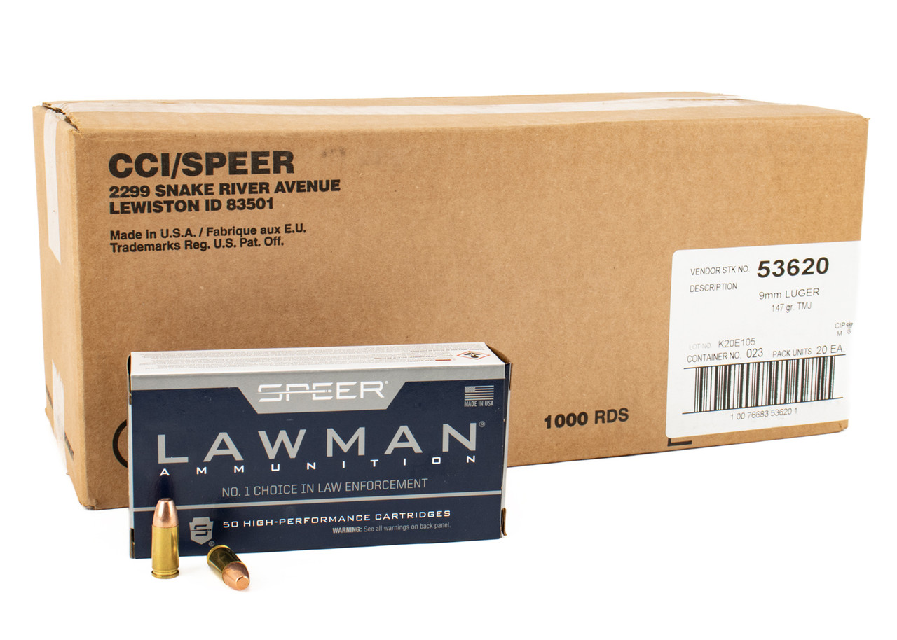 LAW-NBJ　Mac Speer Lawman 9mm Luger 147 Grain TMJ Round Nose 1000rds