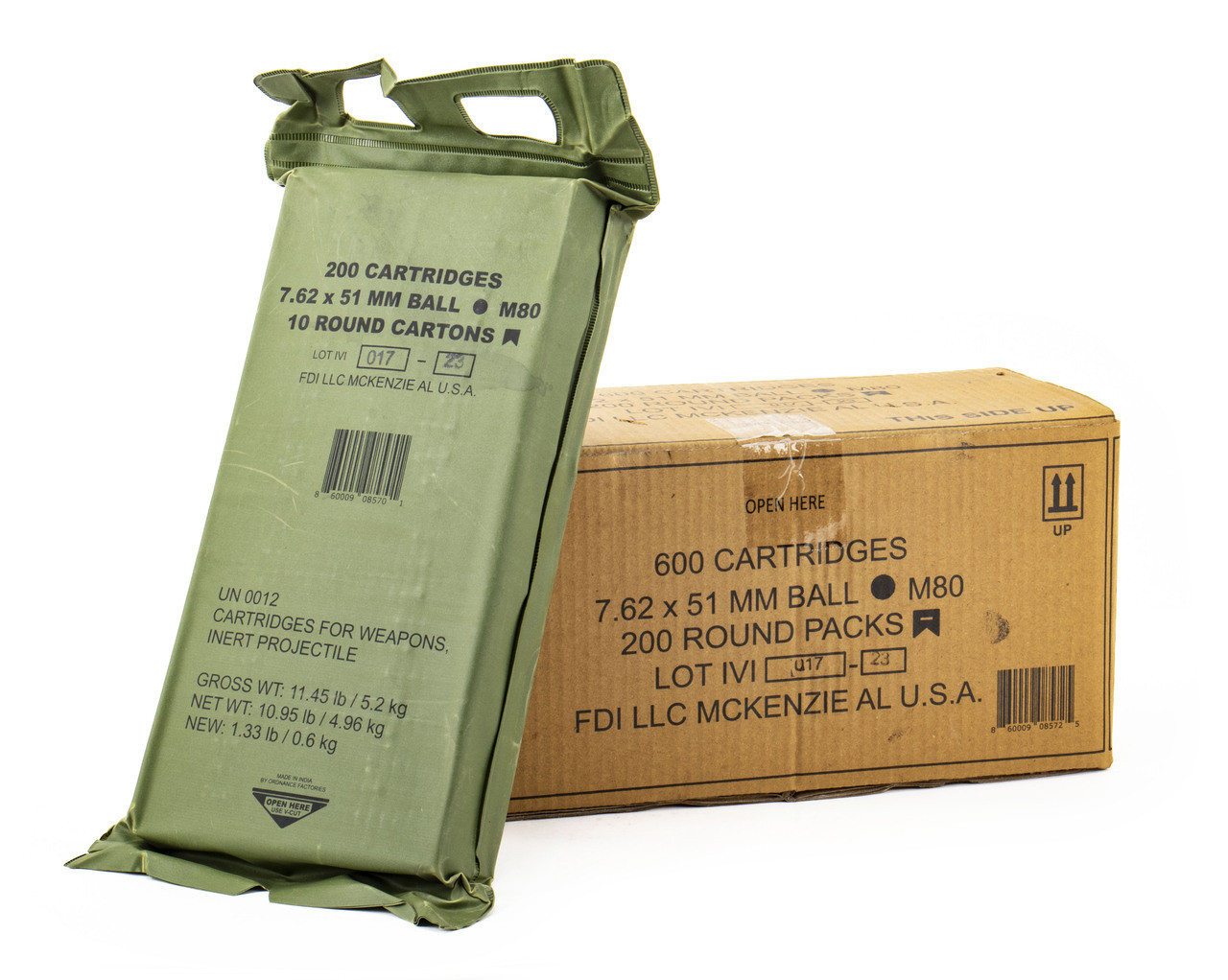 FDI 7.62X51 NATO (308) 149 GR FMJ M80 BALL - 600Rd Case
