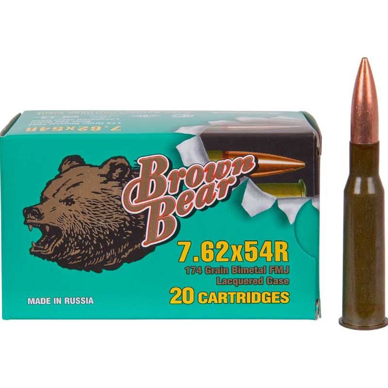 BEAR BROWN 7.62X54R FMJ 174GR 20/25 - Centerfire Systems