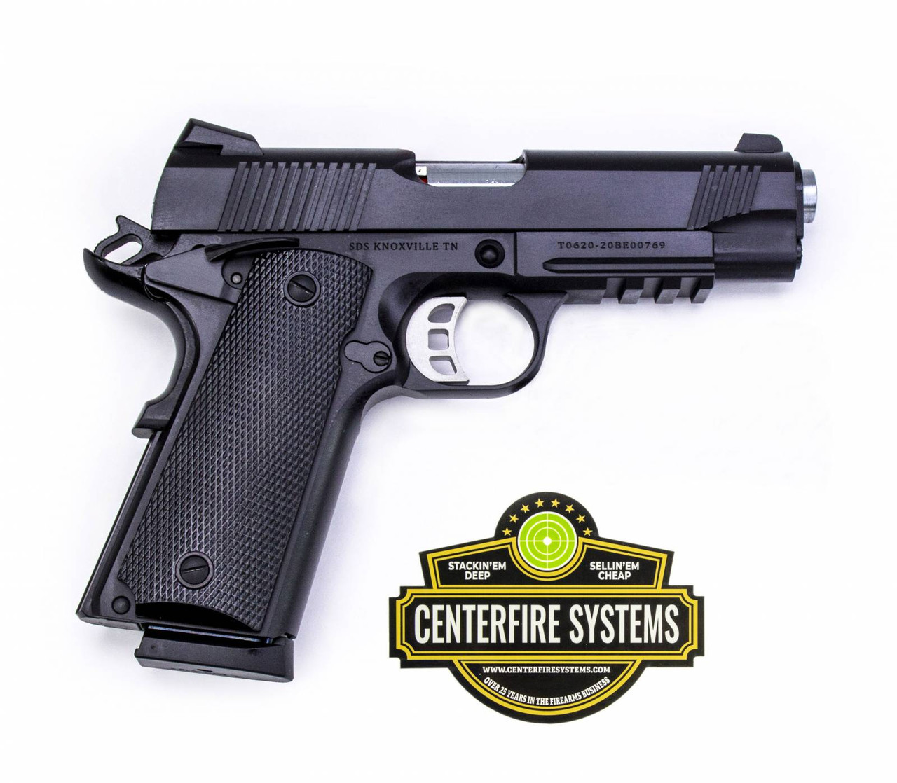 SDS Imports 1911 Carry with Rail 45 ACP 4.25 8+1 Black Cerakote