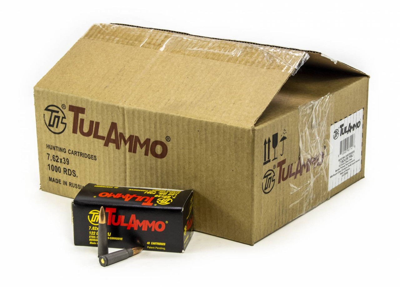 TulAmmo 7.62x39 FMJ 122GR Russian Mfg. Ammo 1000rd Case