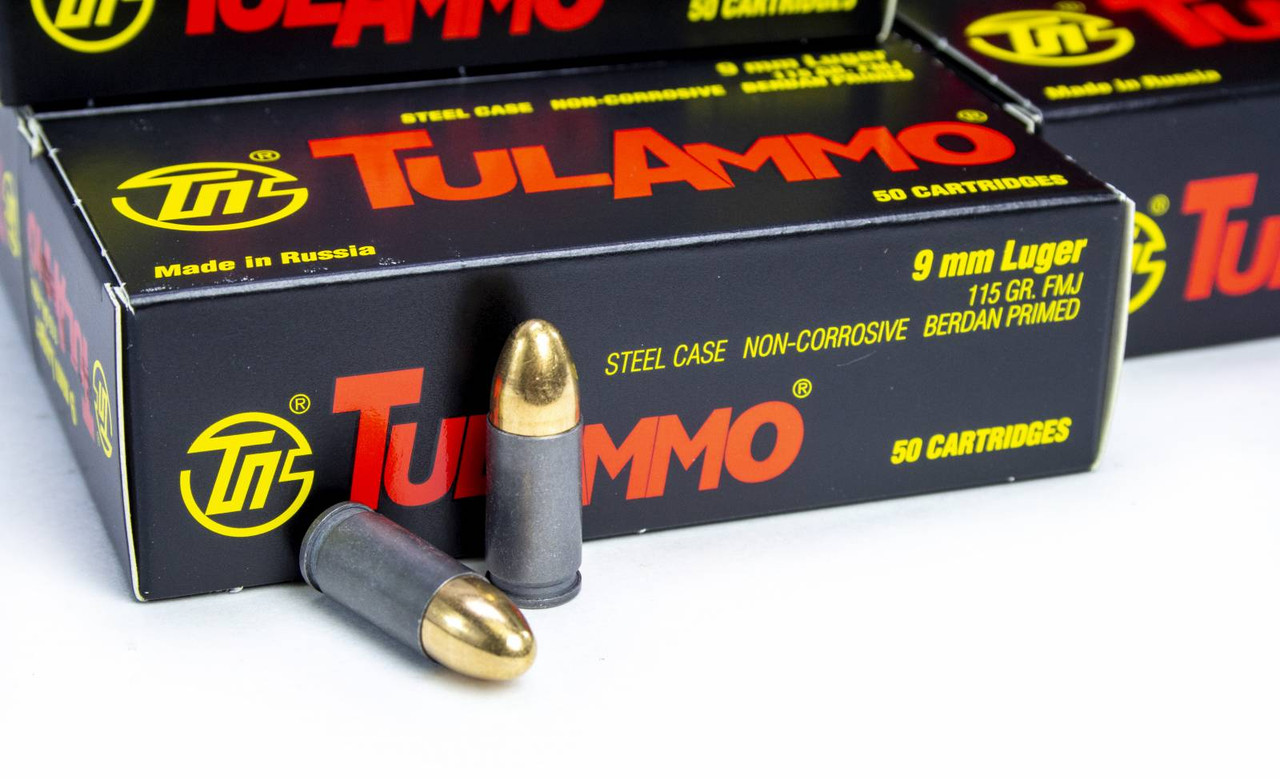 TulAmmo 9mm 115gr FMJ Russian 1000rd Case - Centerfire Systems