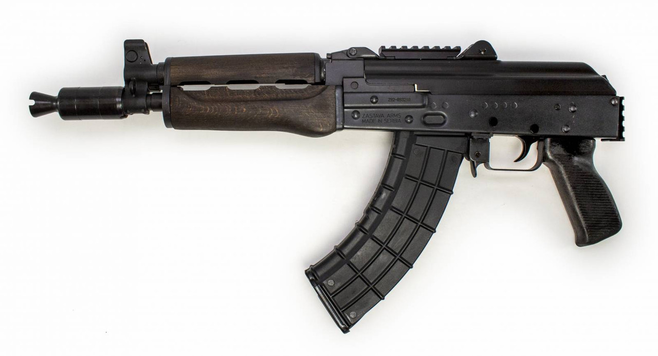 Zastava AK47 Pistol ZPAP92 7.62x39 with Top and Rear Rail, Wooden