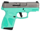 Taurus G2S Slim 9mm Luger Semi Auto Pistol 3.2" Barrel 7 Rounds Single Action with Restrike 3 Dot Sights Thumb Safety Cyan Polymer Frame Stainless Finish