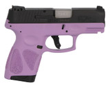 Taurus G2S Slim 9mm Luger Semi Auto Pistol 3.2" Barrel 7 Rounds with Restrike 3 Dot Sights Thumb Safety Light Purple Polymer Frame Black Finish