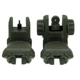 AR-15 OD Green Polymer Flip-up Front and Rear Sight