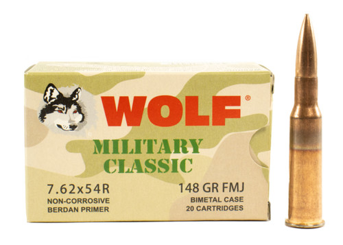 Wolf 7.62x54R 148 GR FMJ 20rd Box