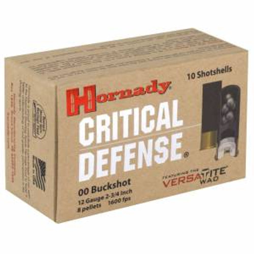 Hornady 86240 Critical Defense 12 Gauge 2.75 Lead 8 Pellets 00 Buck 10 Bx/ 25 Cs