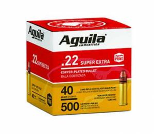 Aguila 1B221115 Standard High Velocity 22 LR 40 gr Copper-Plated Solid Point 500 Bx/ 4 Cs