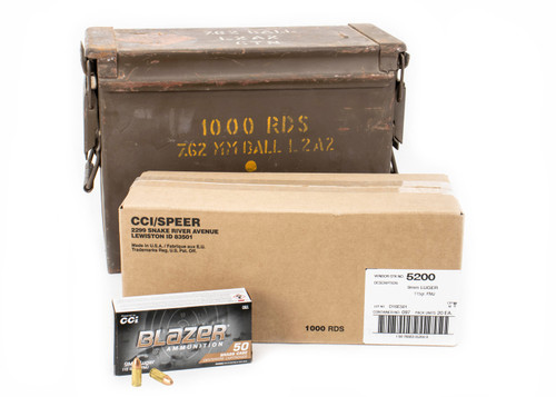 CCI BLAZER BRASS 9mm 115 GR FMJ 1000RD CASE CCI5200