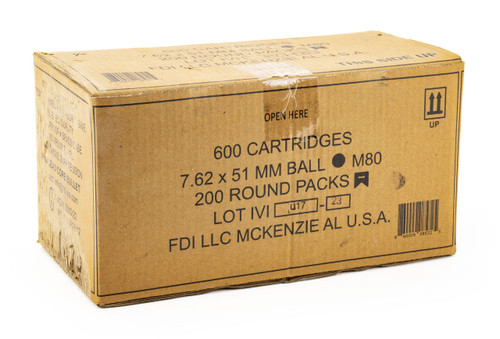 FDI 7.62X51 NATO (308) 149 GR FMJ M80 BALL - 200rd BATTLE PACK