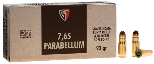 Fiocchi .30 Luger 93 GR Semi Jacketed Soft Point (SJSP) Ammo - 50rd Box