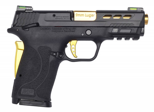 Smith & Wesson 13227 M&P Shield EZ Performance Center 9mm Luger 3.83 8+1 Matte Black Black Polymer Grip Manual Thumb Safety Gold Titanium Coated Ported Barrel