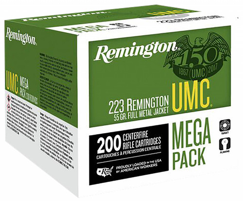 Remington Ammunition 23683 UMC 223 Rem 55 gr Full Metal Jacket (FMJ) 200 Bx/ 4 Cs (Mega Pack)