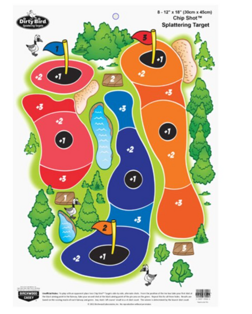 Birchwood Casey Pregame 12x18 Chip Shot Paper Target Reactive Zones Indoor/Outdoor 8 Pack