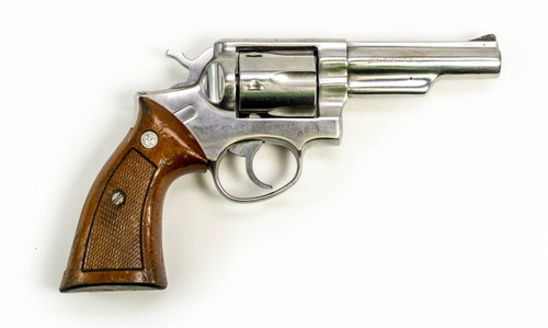 RUGER POLICE SERVICE SIX .357 4 BARREL - STAINLESS W/ WOOD GRIP