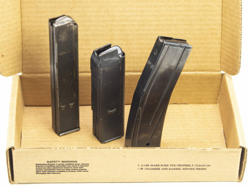 1 Used Original IMI UZI 25rd magazine, 1 Used Cobray Mac 10 Magazine,  1 Used M1 Carbine 30rd Magazine