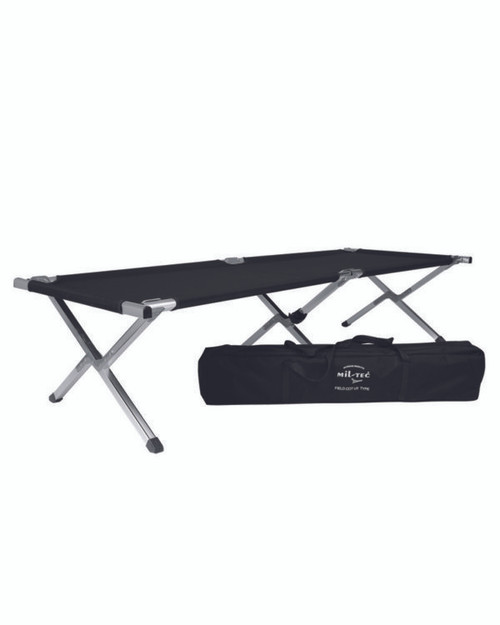 MIL-TEC® BLACK ALUMINUM FOLDING COT W/BAG NEW