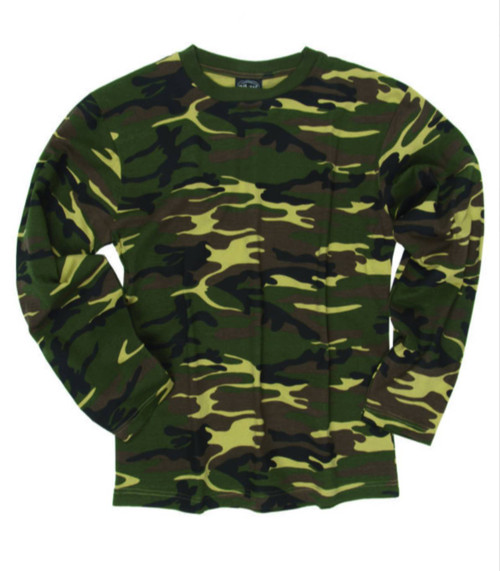 MIL-TEC® WOODLAND CAMO LG/SL T-SHIRT NEW