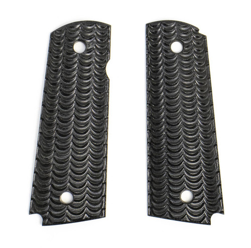 1911 Wood Scalloped Grip Set - Black - Warped